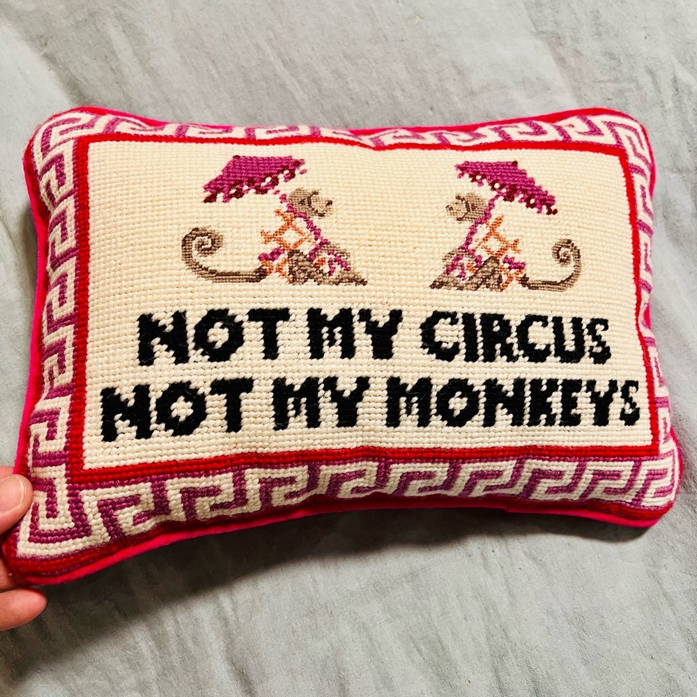 Whimsical Red and Cream Accent Pillow - Picture 2 of 5